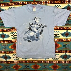 Disney Eeyore Tigger Graphic Print‎ T-Shirt Wonderful World Blue Grande